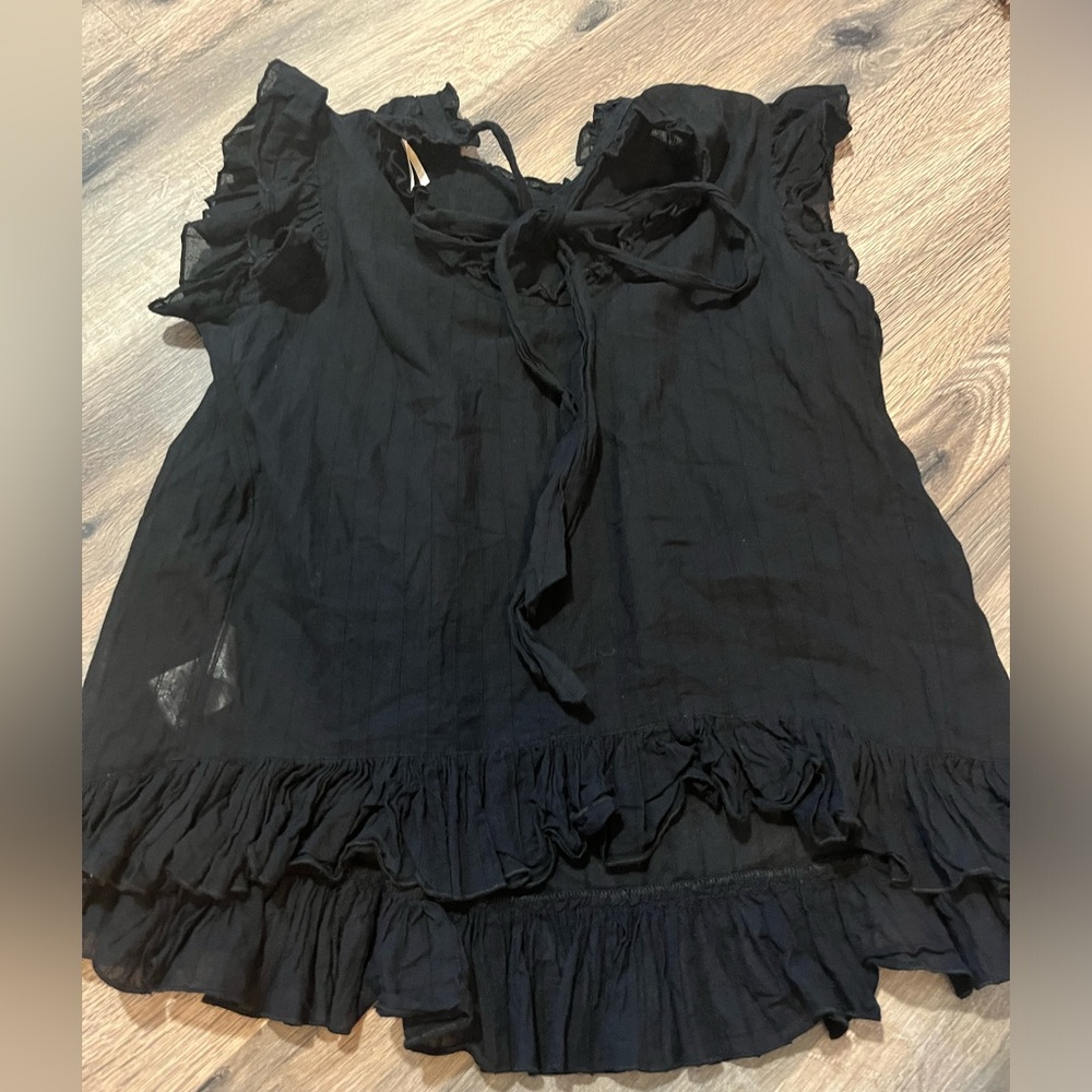 Cute black sheer ruffle Anthropologie top- size Small